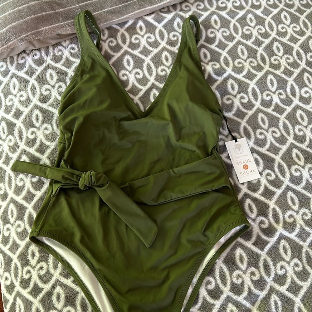 NWT green one piece bathing suit size 4-6